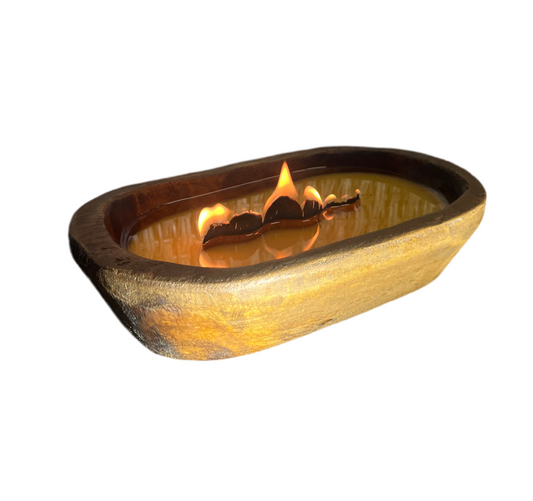 Wooden Bowl Wavy Wick