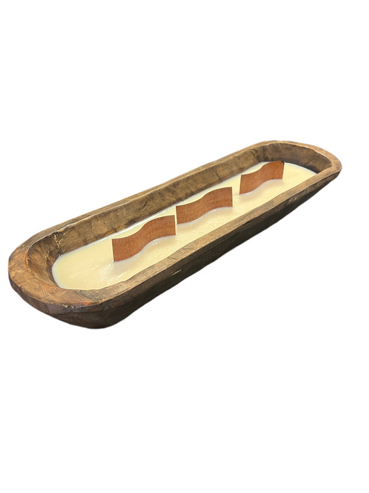 Baguette Wooden Bowl Candle Wavy Wick